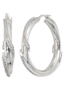Jobo Damen Paar Creolen, Silber 925 (Sterlingsilber), silber, Silber 925 (Sterlingsilber), Ohrringe, 925 Silber mit Zirkonia