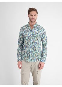 Lerros Herren Langarmhemd "Lerros Langarmhemd mit floralem Druck", blau, Gr. S, 97% Baumwolle, 3% Elasthan, Hemden
