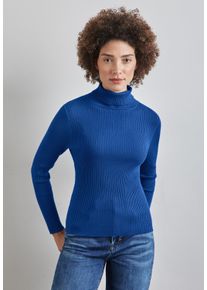Street One Damen Rollkragenpullover, blau, casual, Gr. 46, unifarben, Stoff, Feinstrick, 52% Viskose, 28% Polyester, 20% Nylon, Pullover, mit