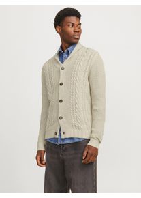 Jack & Jones JACK & JONES Herren Strickjacke "JJCRAIG KNIT SHAWL NECK AW24", grau, modisch, Gr. XS, meliert, Strick, Obermaterial: 82% Polyacryl, 18% Baumwolle,
