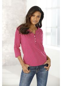 Lascana Damen Blusenshirt "mit Knopfleiste", lila, casual, Gr. 36, gemustert, Single Jersey, Obermaterial: 65% Polyester (REPREVE), 35% Viskose,