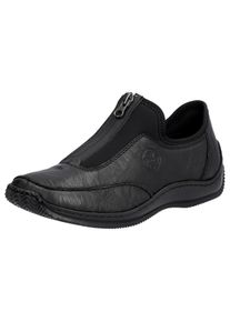 Rieker Damen Slipper, Gr. 39, schwarz, Leder, Textil, casual, Schuhe, Halbschuh, Freizeitschuh mit Reißverschluss für einfacheres Schlupfen