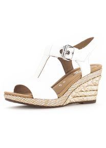 Gabor Damen Keilsandalette "MILANO", Gr. 39, weiß, Kalbsleder, klassisch, Schuhe, Sommerschuh, Sandale, Keilabsatz, mit Bastbezug, Weite G