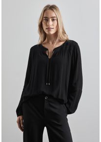Street One Damen Langarmbluse, schwarz, casual, Gr. 38, unifarben, Stoff, 100% Viskose, Blusen, aus softer Viskose