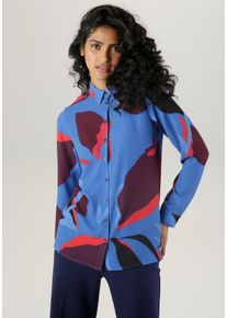 Damen Hemdbluse, bunt, klassisch, Gr. 46, Aniston SELECTED, bedruckt, Cru00eape, Obermaterial: 95% Polyester, 5% Elasthan, Blusen, in Crepe-Qualität