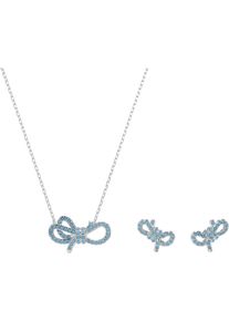 Swarovski Damen Ohrring und Ketten Set "Multipack Schmuck Geschenk Lifelong Bow, Schleife, 5723554", blau, Metall, Schmuck-Sets, mit Swarovski