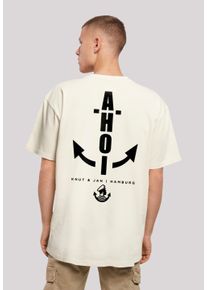 F4NT4STIC Herren T-Shirt "Oversized T-Shirt Ahoi Anker Knut & Jan Hamburg", beige, casual, Gr. 4XL, Obermaterial: 100% Baumwolle, Shirts, Print