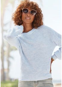 Lascana Damen Strickpullover, blau, modisch, Gr. 32, meliert, Strick, Obermaterial: 65% Polyacryl, 32% Polyester, 3% Elasthan, Pullover, in