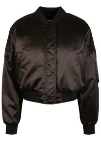 Urban Classics Damen Bomberjacke "Urban Classics Damen Ladies Short Oversized Satin Bomber Jacket", schwarz, casual, Gr. XL, unifarben, 98%