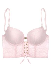 JETTE Damen Push-up-BH, Gr. 75, rosa, Spitze, Obermaterial: 82% Polyamid, 9% Elasthan, 9% Polyester, sexy, BHs, in hübscher Bustier-Form, sexy Dessous