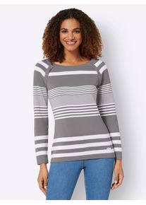 Casual Looks Damen Streifenpullover "Pullover", grau, Gr. 36, gemustert, gestreift, mehrfarbig, 100% Baumwolle, Pullover