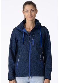 DEPROC Active Damen Softshelljacke "SUN PEAK II WOMEN", blau, casual, Gr. 42, 96% Polyester; 4% Elasthan, Jacken, mit abnehmbarer Kapuze