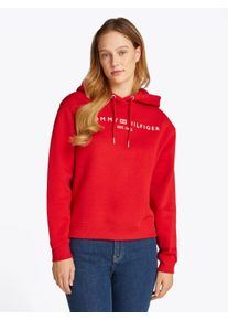 Tommy Hilfiger Damen Kapuzensweatshirt "MDRN REG CORP LOGO HOODIE", rot, casual, Gr. XS, unifarben, Sweatware, Obermaterial: 63% Baumwolle, 37%