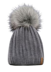 Chillouts Damen Bommelmütze "Lorena Hat", grau, klassisch,modisch,feminin, unifarben, Feinstrick, Materialmix, Mützen, mit abnehmbarem