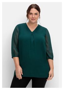 sheego Damen Tunika "Große Größen", grün, feminin, Gr. 56, unifarben, Obermaterial: 100% Polyester;Futter: 100% Polyester, Tuniken, mit