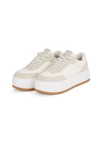 Damen Plateausneaker "BOLD FLATF LOW LACE TUMB LTH", Calvin Klein Jeans, Gr. 39, beige, Leder, Lederimitat, sportlich, Schuhe, Schnürschuh,