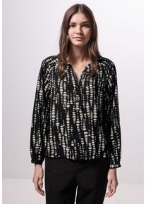 Damen Shirtbluse, schwarz, casual, Gr. 42, STREET ONE STUDIO, bedruckt, Stoff, 100% Viskose, Blusen, mit grafischem Muster
