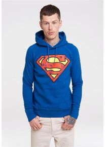 logoshirt Herren Kapuzensweatshirt "DC – Superman Logo", blau, casual, Gr. L, unifarben, 80% Baumwolle, 20% Polyester, Sweatshirts, mit