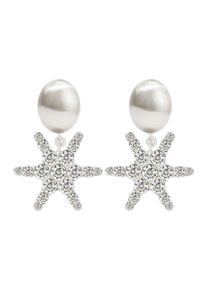 FILIPPA FIRENZE Damen Paar Ohrclips "Stella Clips", Edelstahl, silber, Edelstahl, Ohrringe, mit funkelnden Kristallen