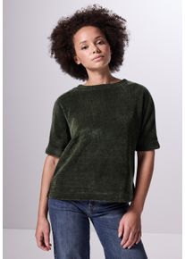 Damen T-Shirt, grün, casual, Gr. 42, STREET ONE STUDIO, unifarben, Stoff, 98% Polyester, 2% Elasthan, Shirts, mit Streifen-Struktur