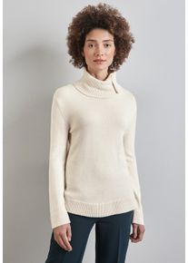 Street One Damen Strickpullover, weiß, casual, Gr. 40, Strick, Obermaterial: 52% Viskose, 28% Polyester, 20% Nylon, Pullover, Kragen mit Knopfdetail