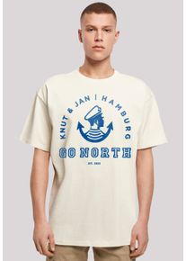 F4NT4STIC Herren T-Shirt "Go North Knut Jan Hamburg Knut Jan Hamburg", beige, casual, Gr. XXXL, Obermaterial: 100% Baumwolle, Shirts, Print