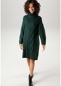 Aniston CASUAL Damen Strickkleid, grün, casual, Gr. 38, unifarben, Grobstrick, Obermaterial: 100% Polyacryl, Kleider, mit extravagantem Zopfmuster