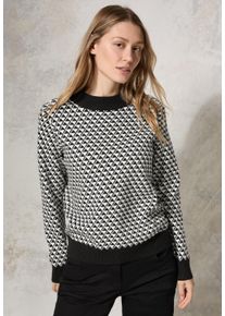 Cecil Damen Strickpullover, schwarz, casual, Gr. XL, gemustert, Stoff, 50% Viskose, 28% Polyester, 22% Nylon, Pullover, mit Turtleneck