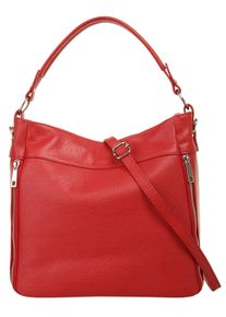 CLUTY Damen Henkeltasche, rot, Leder, unifarben, Taschen, echt Leder, Made in Italy
