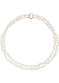 Firetti Damen Perlenkette "Schmuck Geschenk Gold 585 Halsschmuck Halskette", Gelbgold 585-Seide-Perlen, L: 43cm B: 12mm, gold, Gelbgold 585, Seide,