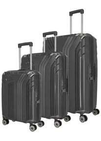 Travelite Trolleyset "ELVAA S/M/L", schwarz, Polypropylen, unifarben, Koffer-Sets, Kofferset Reisegepäck Reisekoffer Hartschalenkoffer TSA Schloss
