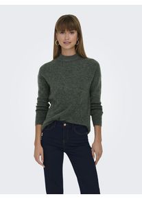 Only Damen Strickpullover "ONLCAMILLA O-NECK L/S PULLOVER KNT", grün, modisch, Gr. XS, unifarben, meliert, Strick, Obermaterial: 74% Polyacryl, 24%