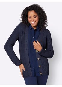 Casual Looks Damen Cardigan, blau, Gr. 50, unifarben, 50% Baumwolle, 50% Polyacryl, Strickjacken