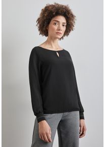 Street One Damen Langarmshirt, schwarz, casual, Gr. 38, unifarben, Web, Vorderseite: 100% Polyester; Rückseite: 95% Viskose, 5% Elasthan; Futter:
