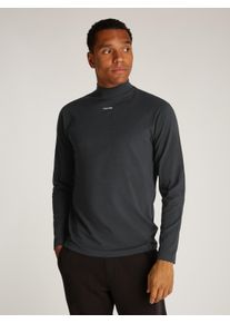 Calvin Klein Herren Stehkragenshirt "NANO LOGO LS MOCK T-SHIRT", schwarz, casual, Gr. XXL, unifarben, Single Jersey, Obermaterial: 96% Baumwolle, 4%
