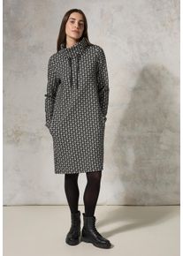 Cecil Damen Strickkleid, schwarz, casual, Gr. XL, bedruckt, Web, 50% Baumwolle, 36% Polyester, 12% Viskose, 2% Elasthan , Kleider, mit grafischem