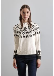 Street One Damen Strickpullover, weiß, casual, Gr. 38, gemustert, Web, Stoff, 37% Baumwolle, 34% Polyacryl, 26% Polyester, 3% Elasthan, Pullover, mit