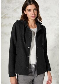 Cecil Damen Kurzjacke, schwarz, casual, Gr. L, unifarben, Stoff, Obermaterial: 100% Polyester; Kapuze: 80% Baumwolle, 20% Polyester, Jacken, in