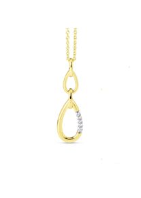 OROLINO Damen Kette mit Anhänger "Gold 585 mit 5 natürlichen Brillanten zus. 0,025ct.", 45cm, 0,025 ct, Gold, L: 45cm B: 8.0mm, gelb, Gold, B:8.0mm,