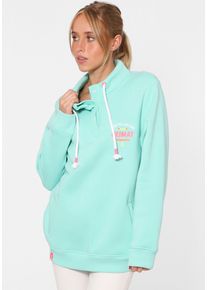 Zwillingsherz Damen Troyer ""Heimat & Strandglück"", grün, modisch, Gr. S, Sweatware, Obermaterial: 50% Baumwolle, 50% Polyester, Pullover, mit