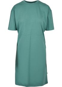 Urban Classics Damen Shirtkleid "Urban Classics Damen Ladies Organic Oversized Slit Tee Dress", grün, klassisch, Gr. XL, unifarben, 100% Baumwolle,