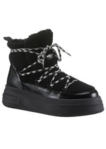 Tamaris Damen Winterboots, Gr. 40, schwarz, Textil, Lacklederimitat, casual, Schuhe, Plateau, Winterstiefelette, Outdoorschuh mit Duo-Tex-Ausstattung