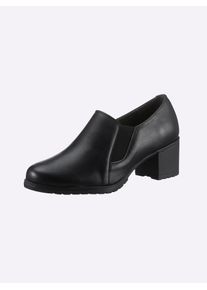 Heine Damen Hochfrontpumps, Gr. 40, schwarz, Leder, Rindsleder, Veloursleder, modisch, Schuhe