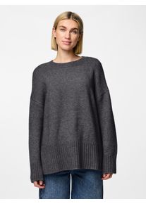 Pieces Damen Rundhalspullover "PCNANCY LS LOOSE O-NECK KNIT NOOS BC", grau, casual, Gr. XS, unifarben, Strick, Obermaterial: 79% Polyester, 13%