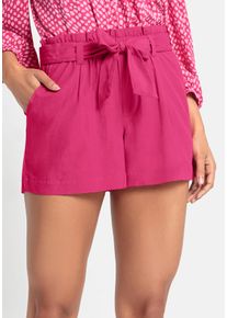 Lascana Damen Shorts, pink, modisch, Gr. 44, unifarben, Web, Obermaterial: 58% Viskose, 28% Baumwolle, 14% Leinen, Hosen, im Paperbag-Stil,
