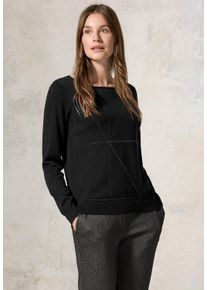 Cecil Damen Rundhalspullover, schwarz, casual, Gr. S, unifarben, Web, 60% Baumwolle, 40% Viskose, Pullover, mit U-Boot-Ausschnitt