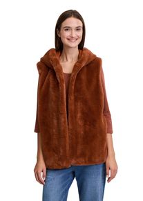 Cartoon Damen Plüschweste "Cartoon Fake Fur-Weste mit Kapuze", braun, modisch, Gr. 40, Obermaterial: 100% Polyester., Westen, Plüsch