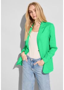 Street One Damen Longblazer, grün, casual, Gr. 44, unifarben, Web, 100% Leinen, Blazer, in Unifarbe