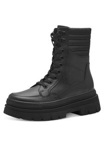 Marco Tozzi Damen Winterboots "FREDO", Gr. 41, schwarz, Lederimitat, Textil, unifarben, klassisch, Schuhe, Plateau, Bikerboots, Schnürtiefelette,