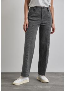 Street One Damen Stoffhose, schwarz, casual, Gr. 44, kariert, Stoff, 70% Polyester, 26% Viskose, 4% Elasthan, Hosen, High Waist